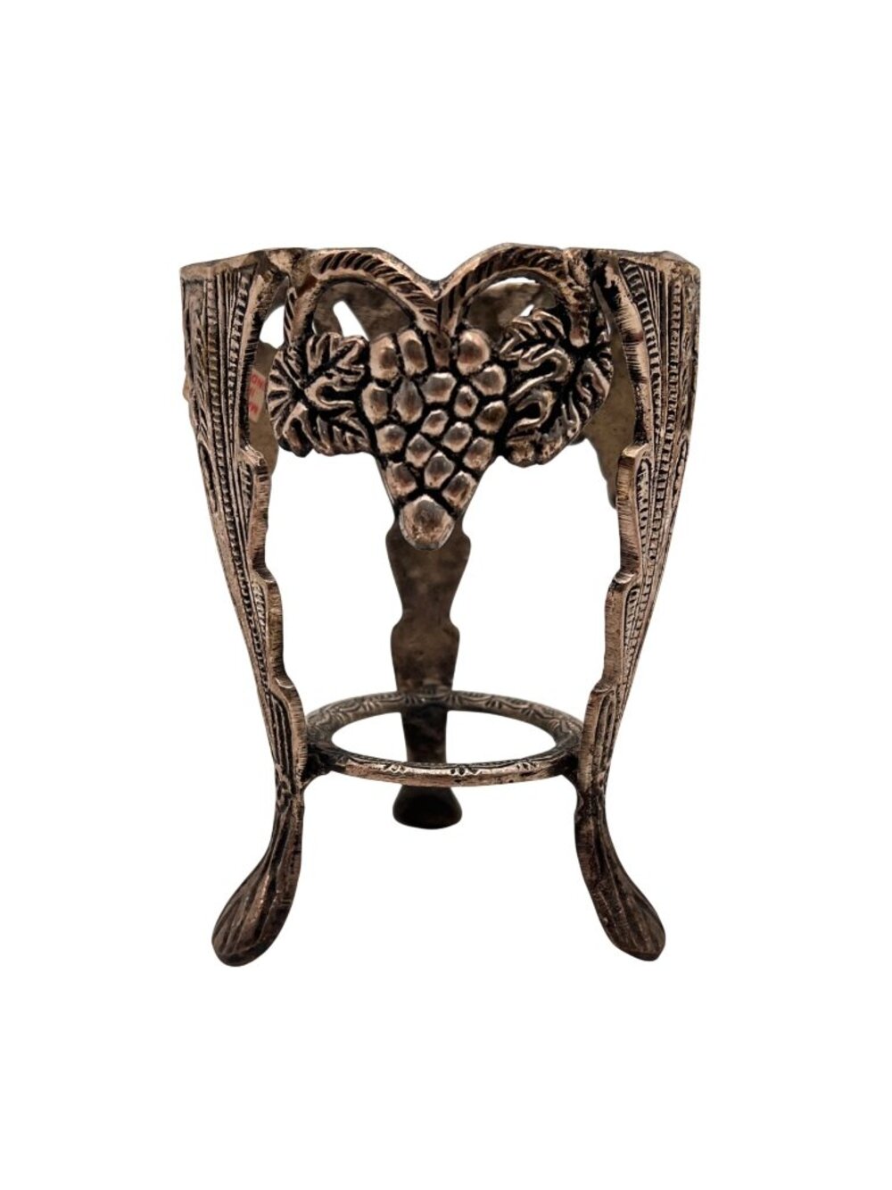 Vintage Metal Grapevine Motif Display Stand 5 Inches Tall Ornate Made in India
